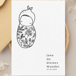 6 diseños mágicos - Tarjeta de nacimiento personalizada con fecha de nacimiento - Tarjeta de felicitación para bebés - Tarjeta de bebé individual para el nacimiento