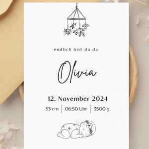6 magische ontwerpen - Gepersonaliseerde geboortekaart met geboortedata - Felicitatiekaart voor baby's - Individuele babykaart voor de geboorte