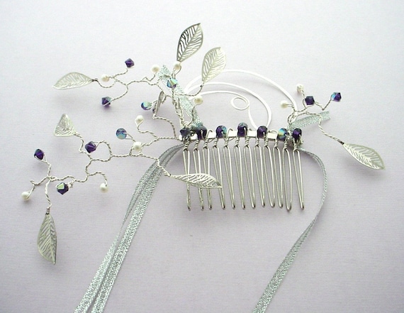 Sterling Silver Crystal Haircomb Wedding hair accessory, crystal comb - Crystal encrusted  main image 4