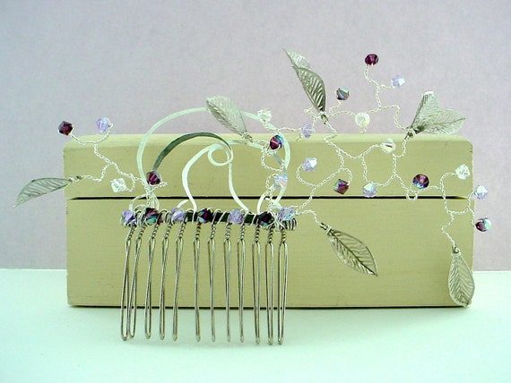 Sterling Silver Crystal Haircomb Blossom Hair Comb - Sterling Silver, Swarovski Crystals  main image 4