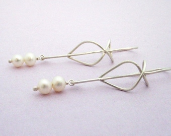Handmade Sterling Silver Pearl Drop Earrings