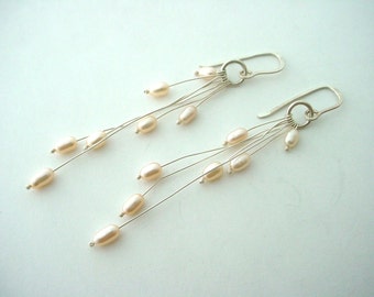 Ivory Rice Pearl Organic Earrings