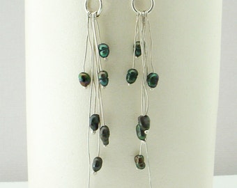 Gray Pearl Silver Organic Earrings