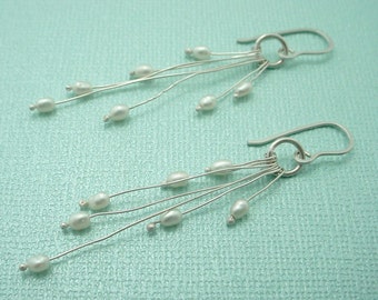 White Pearl Organic Earrings