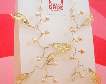 Custom Vine & Pearl Earrings – Sterling Silver or Gold-Filled