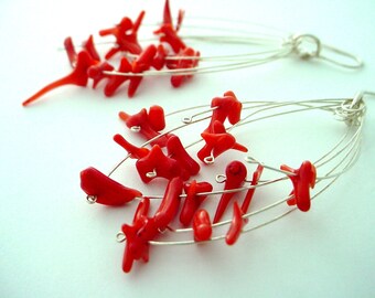 Red Coral Fireworks Earrings