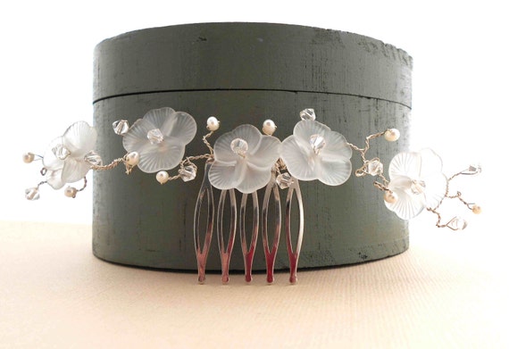 Blossom Hair Comb - Sterling Silver, Swarovski Crystals 