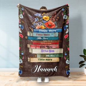 Personalized Book Blanket, Custom Floral Book's Title & Name Blanket for Book Lover, Favorite Book Blanket, Book Nerd Birthday Gift Decor image 5
