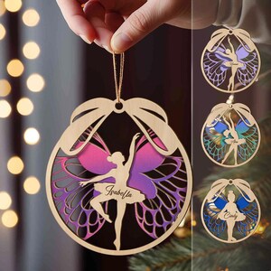 Personalized Ballet Layered Ornament - Ballerina Christmas Baubles Ornaments Laser Cut, Custom Christmas Dancer, Custom Name Christmas Dance