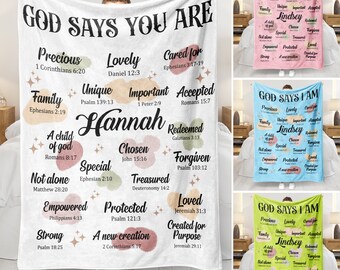 God Say You Are Blanket, God Say I Am Blanket, Personalized Christian Blanket, Custom Name, Inspiration Quote Blanket, Positive, Easter Gift