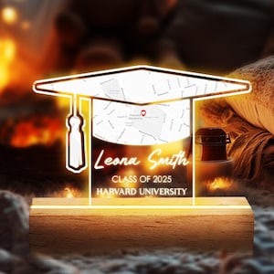 Personalized School Map Graduation Night Light, Custom College Map LED Night Lamp, Unique Gifts for Graduate, Seniors, Highschool, College