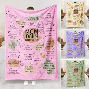 Personalized Mom Blanket, Custom Name Mom Daily Affirmation Blanket, Expecting Mom Blanket, Mother&#39;s Day Gift for Pregnant Mom, Gift For Mom