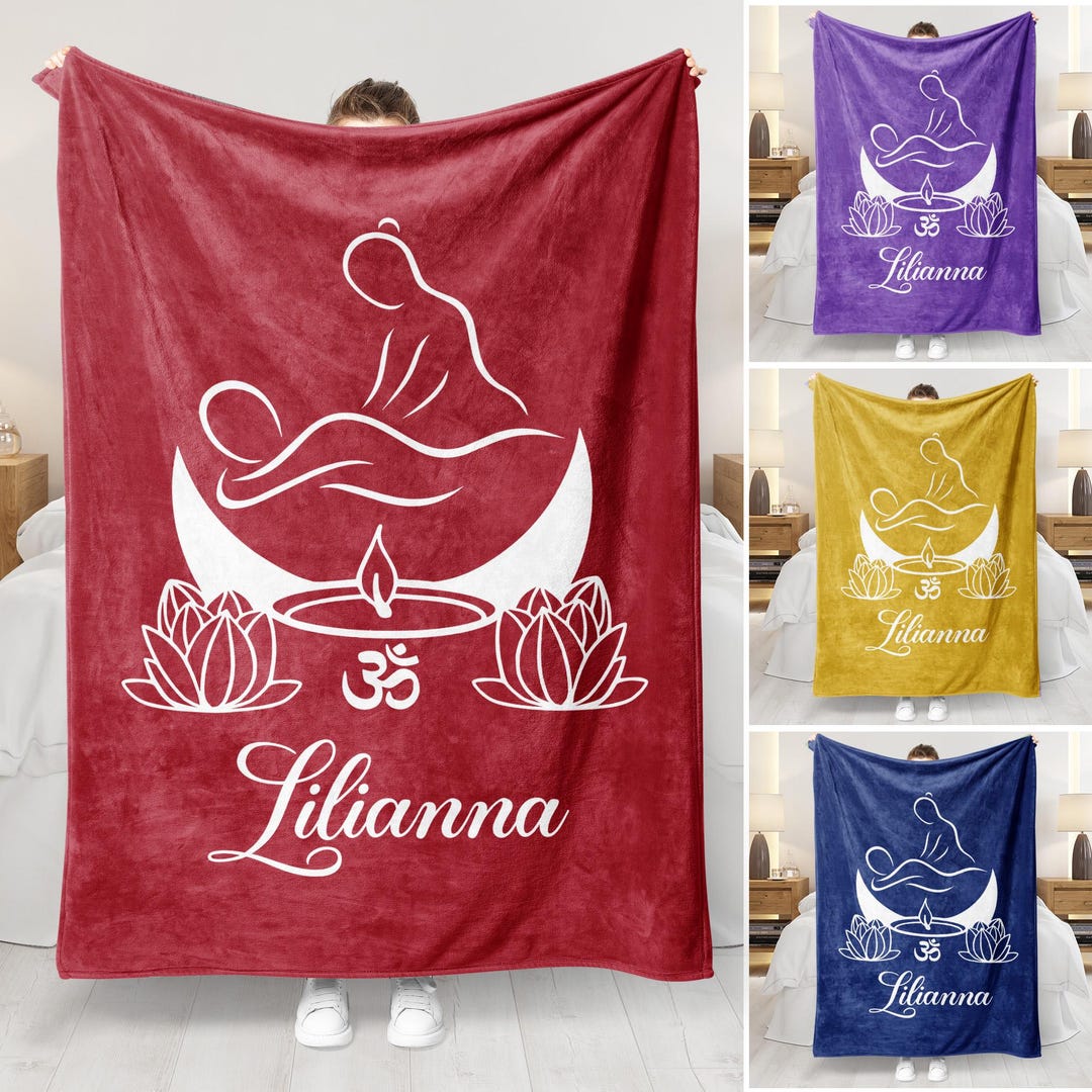 Message Therapy Rug Personalized Massage Therapist Blanket, Custom Name Soft Cozy Sherpa ...