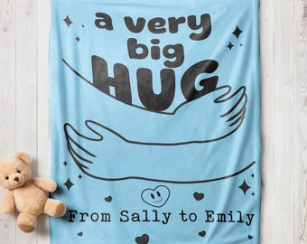 Personalized Hug Blanket - Get Well Soon Blanket, Custom Name Sending You a Big HUG Gift, Uplifting Encouraging Gift, Send Hugs Blanket