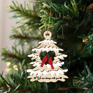 Personalized Cardinal Memorial Ornament - Custom Name 2 Layered Wooden Cardinal Christmas Ornament, I Am Always With You Custom Ornament