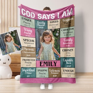 God Say You Are Blanket, God Say I Am Blanket, Custom Photo Upload Christian Blanket, Custom Name, Inspiration Quote Blanket, Positive Gift
