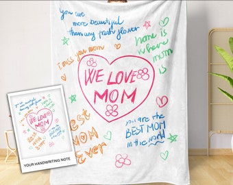Personalized Handwriting Notes Blanket, Actual Hand Draw Gift, Motivational Gift, Group Gift From Family Members, Anniversary Blanket