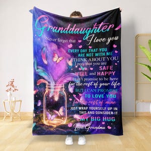 Cobertor personalizado para minha neta - Cobertor para meninas, Cobertor de borboleta, Cobertor de família, Cobertor com nome personalizado, Cobertor da avó