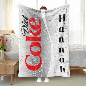 Cobertor personalizado Diet Coke, cobertor de lã Sherpa Diet Coke, presente para amantes de Diet Coke, cobertor personalizado de lata Cocacola Classic Coke Zero