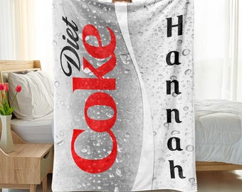Personalized Diet Coke Blanket, Diet Coke Fleece Sherpa Blanket, Gift for Diet Coke Lover, Custom Can Cocacola Classic Coke Zero Blanket