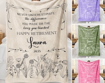 Personalized Retirement Blanket, Custom Retirement Gift For Boss Co Worker Friend, Officially Retired Gift For Her, Teacher Nurse Retirement