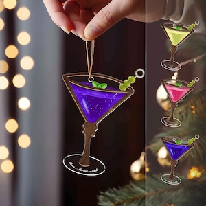 Personalized Martini Cocktail Layered Christmas Ornament - Holiday Gift - Martini Lover Gift - Dirty Martini Gift - Handblown Glass Decor