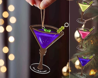 Personalized Martini Cocktail Layered Christmas Ornament - Holiday Gift - Martini Lover Gift - Dirty Martini Gift - Handblown Glass Decor