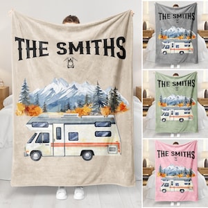 Personalized Camping Blanket - Custom Name RV Blanket for Camping Lover - Camping Family Gift - Custom Camping Gift - Outdoor Camper Decor