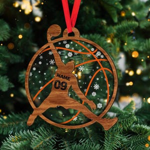 Personalized Basketball Layered Ornament - Custom Name Basketball Christmas Tree Decoration - Gift For Him - Sport Gift - Basketball Gift