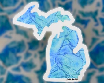 Michigan Stickers, Watercolor Art Stickers, Petoskey Stone Stickers, Great Lakes Stickers, Mitten State Stickers, Great Lakes State Stickers