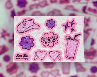 Girls Trip Sticker Sheet, Bachelorette Trip Stickers, Vacation Stickers, Travel Stickers, Scrapbooking Stickers, Bach Stickers, Pink Sticker