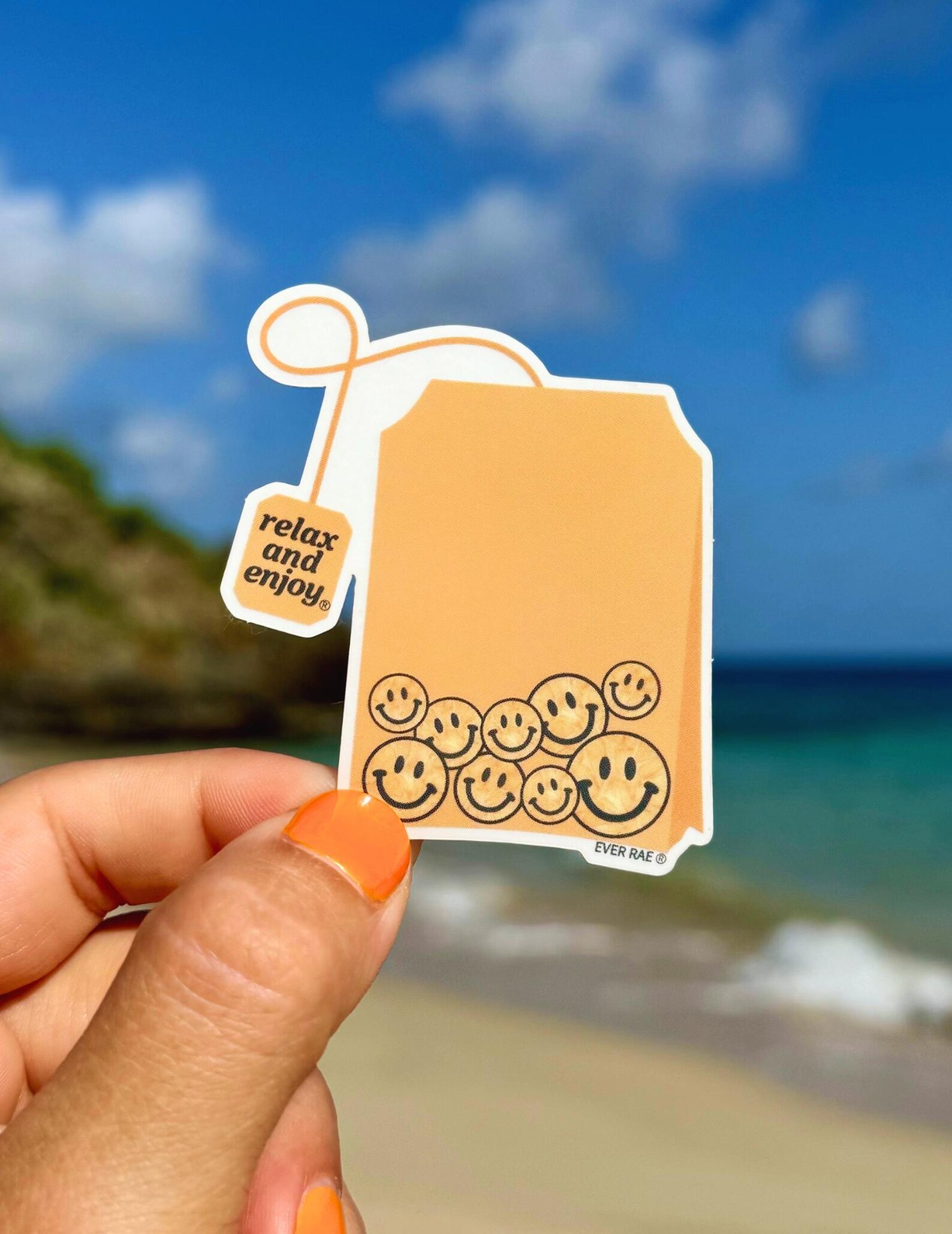 Smiley Tea Sticker, Tea Lover Sticker, Happy Stickers, Smiley Face ...