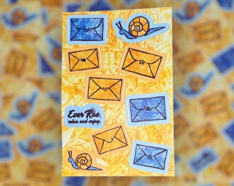 Snail Mail Sticker Sheet, Snail Stickers, Watercolor Mail Stickers, Colorful Envelope Stickers, Hand-drawn Art Stickers, Retro Vibe Stickers