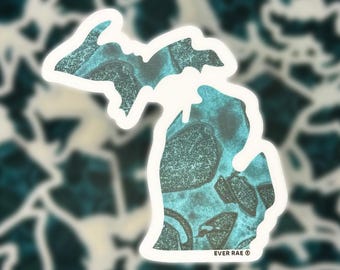 Michigan Stickers, Watercolor Art Stickers, Petoskey Stone Stickers, Great Lakes Stickers, Mitten State Stickers, Great Lakes State Stickers