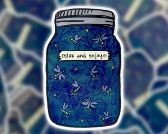 Twinkly Lightning Bugs Sticker, Firefly Sticker, Camping Sticker, Night Sky Sticker, Summer Sticker, Nature Sticker, Relax And Enjoy Sticker