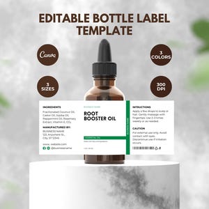 Editable Serum Label Canva Template, Custom Product Label, DIY Label Design for Dropper Bottle, Essential Oil Bottle Label Template