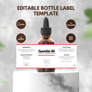 DIY Label Design for Dropper Bottle, Editable Serum Label Canva Template, Custom Product Label, Essential Oil Bottle Label Template