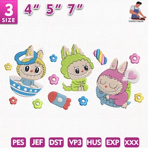 Movie Cartoon Embroidery Design, Cute Monster Doll Embroidery Design, Cute, Fluffy Monster Embroidery 3 Size, Instant Download
