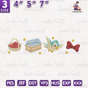 Prinzessin Film Cartoon Stickerei Design, Magic Kingdom Stickdatei, Stickdatei für Mädchen, Prinzessin Symbol Stickdatei