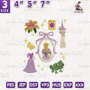 Magical Kingdom Embroidery Design, Princess Embroidery Design, Princess Cartoon Embroidery Design, Princess Family Embroidery