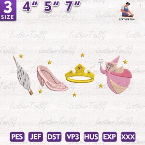 Prinzessin Film Cartoon Stickerei Design, Magic Kingdom Stickdatei, Stickdatei für Mädchen, Prinzessin Symbol Stickdatei