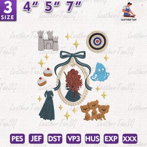 Magic Kingdom Embroidery Design, Princess Cartoon Embroidery Design, Princess Family Embroidery Pattern, Girl Trip Embroidery Design