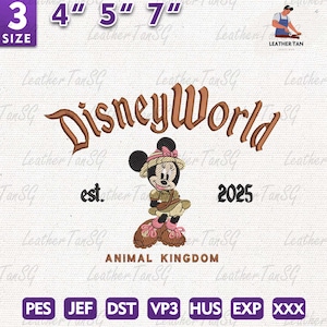 Magical Land Embroidery Design, Mouse Cartoon Animal World Embroidery, Magic Kingdom Embroidery 3 Size, Instant Download