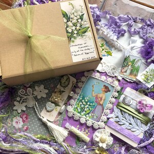 Embellishment Inspiration Kit 259...Lily of the Valley Return to Happiness The Language of Flowers...Vintage Elements, Fabric & Fiber Arts image 7