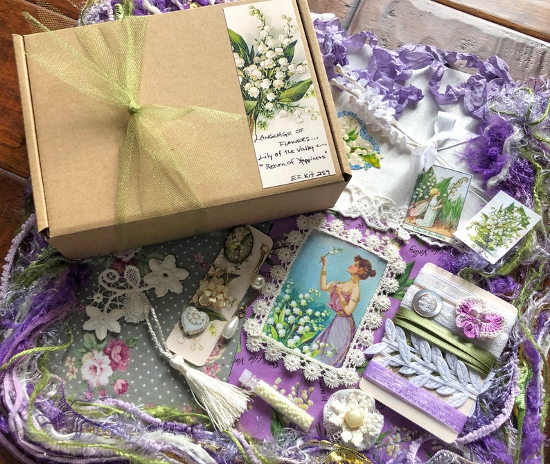 Embellishment Inspiration Kit 259...Lily of the Valley Return to Happiness The Language of Flowers...Vintage Elements, Fabric & Fiber Arts image 7