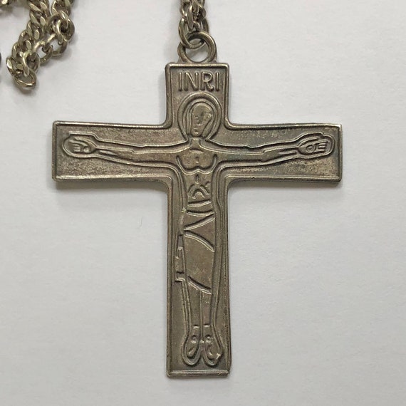 Vintage Crucifix Pendant Necklace Christ Is Counting On You Silver 24 1 2 Steel Curb Chain Inri Cross - Old Inri Cross Pendant Vintage Crucifix Pendant Necklace Christ Is Counting On You Silver 24 1 2 Steel Curb Chain Inri Cross - Old Inri Cross Pendant