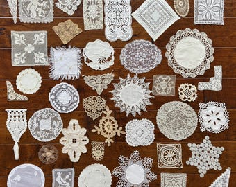 Fine Antique & Vintage Lace Fancy Embellishment Lots of 6... Doilies, Medallions, Inserts, Whitework Embroidery Linens, Flourishes