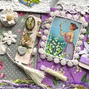 Embellishment Inspiration Kit 259...Lily of the Valley Return to Happiness The Language of Flowers...Vintage Elements, Fabric & Fiber Arts image 3