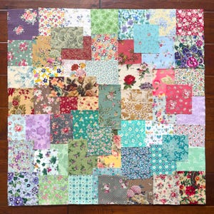 Floral Fabric Stash Pack, 50+ Pcs ALL DIFFERENT, Multi/Mixed Color Flowers for Slow Stitch/Quilting/Stashes/Collage/Art Journals