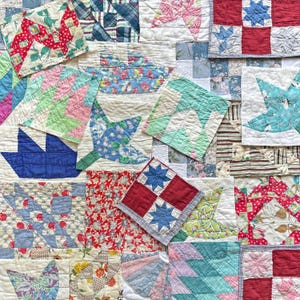Vintage Cutter Quilt  Bundles ... Half Pound of Scraps / Blocks / Remnants, 8-10 Pieces ... Arts & Crafts Fabric, Journals, Slow Stitch ...